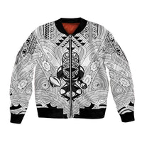 2026 Autumn Rugby Nations New Zealand Custom Bomber Jacket White Kowhaiwhai Maori Tribal Taniko Motif LT9 Unisex White - Polynesian Pride