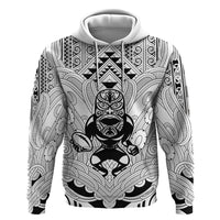 2026 Autumn Rugby Nations New Zealand Custom Hoodie White Kowhaiwhai Maori Tribal Taniko Motif LT9 Pullover Hoodie White - Polynesian Pride