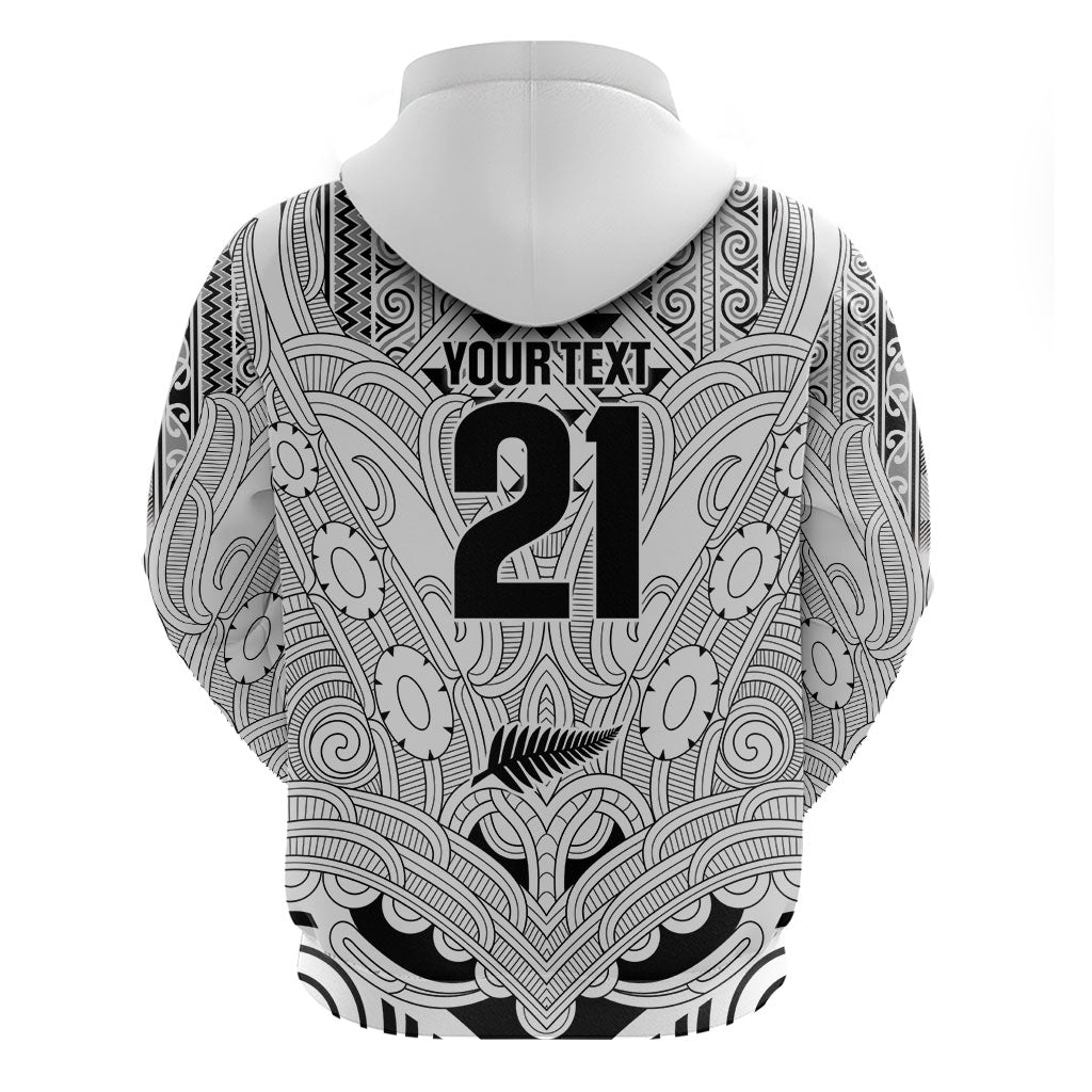 2026 Autumn Rugby Nations New Zealand Custom Hoodie White Kowhaiwhai Maori Tribal Taniko Motif LT9 - Polynesian Pride