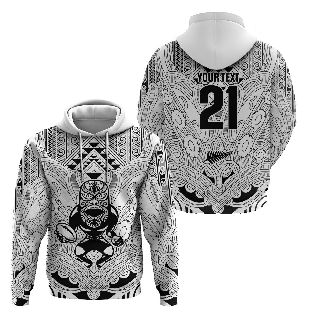 2026 Autumn Rugby Nations New Zealand Custom Hoodie White Kowhaiwhai Maori Tribal Taniko Motif LT9 - Polynesian Pride