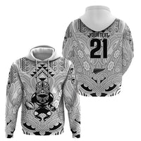 2026 Autumn Rugby Nations New Zealand Custom Hoodie White Kowhaiwhai Maori Tribal Taniko Motif LT9 - Polynesian Pride