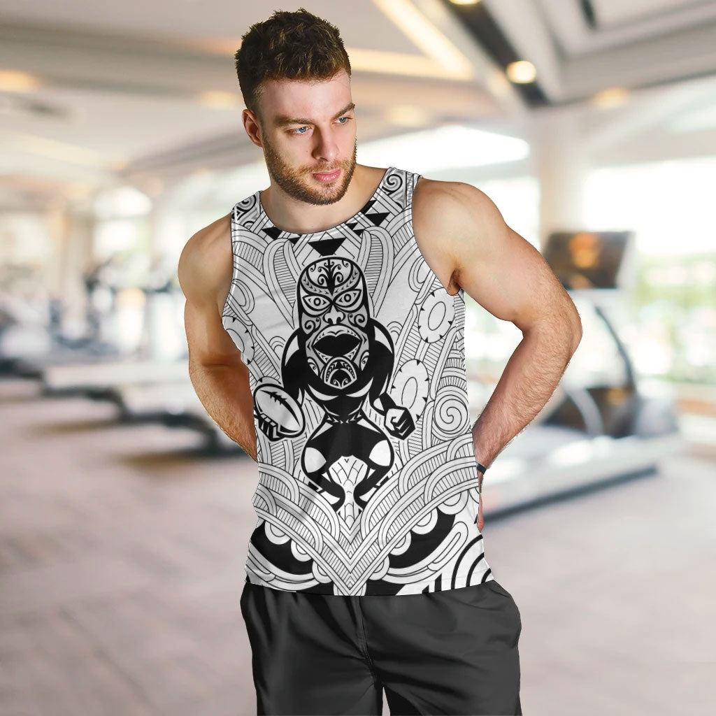 2026 Autumn Rugby Nations New Zealand Custom Men Tank Top White Kowhaiwhai Maori Tribal Taniko Motif LT9 White - Polynesian Pride