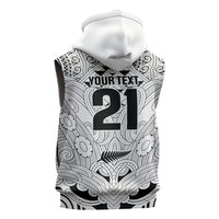 2026 Autumn Rugby Nations New Zealand Custom Sleeveless Hoodie White Kowhaiwhai Maori Tribal Taniko Motif LT9 - Polynesian Pride