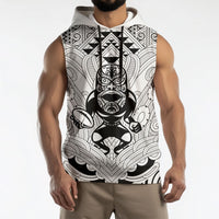 2026 Autumn Rugby Nations New Zealand Custom Sleeveless Hoodie White Kowhaiwhai Maori Tribal Taniko Motif LT9 - Polynesian Pride