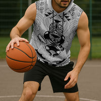2026 Autumn Rugby Nations New Zealand Custom Sleeveless Hoodie White Kowhaiwhai Maori Tribal Taniko Motif LT9 - Polynesian Pride