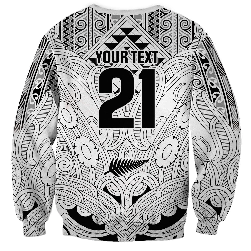 2026 Autumn Rugby Nations New Zealand Custom Sweatshirt White Kowhaiwhai Maori Tribal Taniko Motif LT9 - Polynesian Pride