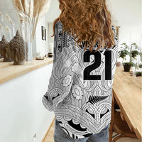 2026 Autumn Rugby Nations New Zealand Custom Women Casual Shirt White Kowhaiwhai Maori Tribal Taniko Motif LT9 - Polynesian Pride