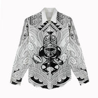2026 Autumn Rugby Nations New Zealand Custom Women Casual Shirt White Kowhaiwhai Maori Tribal Taniko Motif LT9 - Polynesian Pride
