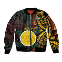 Personalised Shefa Day Bomber Jacket Happy June 18 Vanuatu Province LT14 Unisex Black - Polynesian Pride