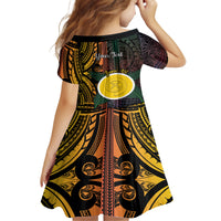 Personalised Shefa Day Family Matching Off The Shoulder Long Sleeve Dress and Hawaiian Shirt Happy June 18 Vanuatu Province