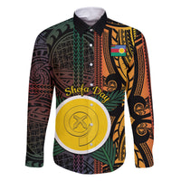 Personalised Shefa Day Family Matching Off Shoulder Short Dress and Hawaiian Shirt Happy June 18 Vanuatu Province