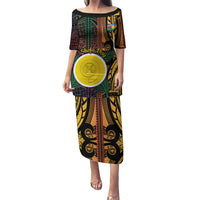 Personalised Shefa Day Puletasi Happy June 18 Vanuatu Province LT14 Long Dress Black - Polynesian Pride