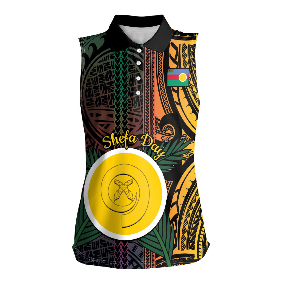 Personalised Shefa Day Women Sleeveless Polo Shirt Happy June 18 Vanuatu Province