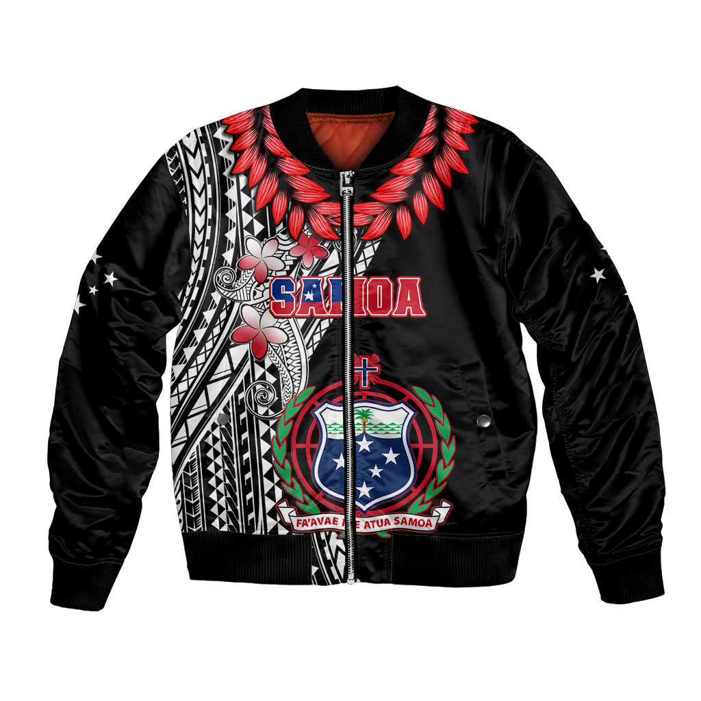 Polynesian Pride Samoa Bomber Jacket Ula Fala Mix Samoan Tribal Black Version LT14 Unisex Black - Polynesian Pride