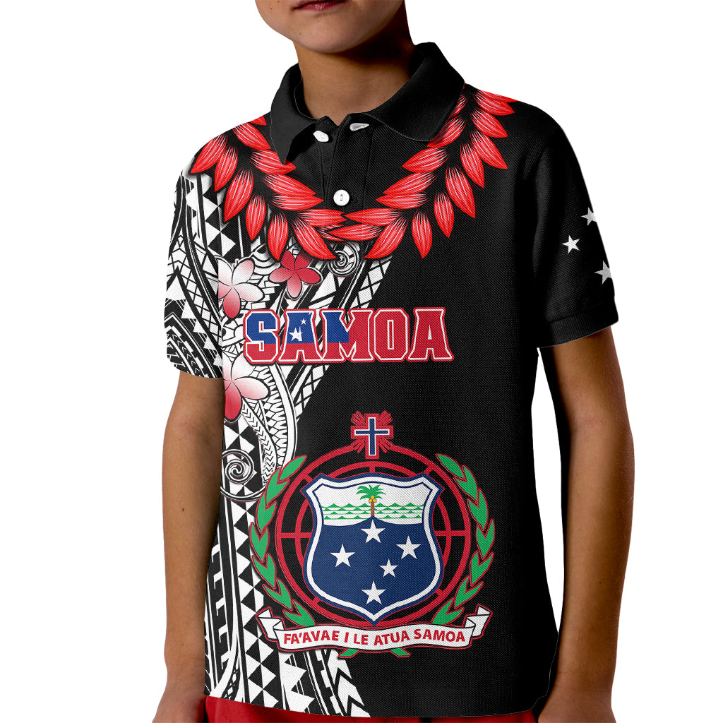 Polynesian Pride Samoa Kid Polo Shirt Ula Fala Mix Samoan Tribal Black Version LT14 Kid Black - Polynesian Pride