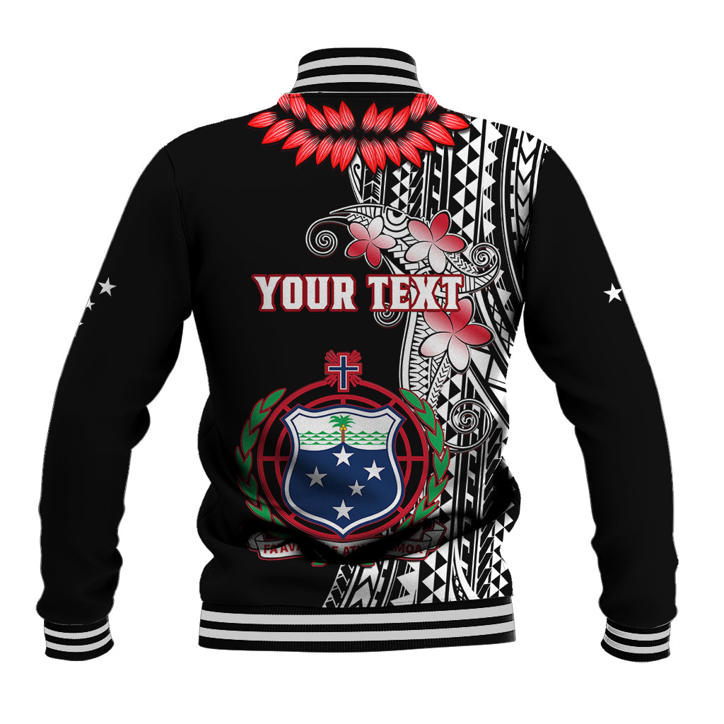Personalised Samoa Baseball Jacket Ula Fala Mix Samoan Tribal Black Version LT14 - Polynesian Pride