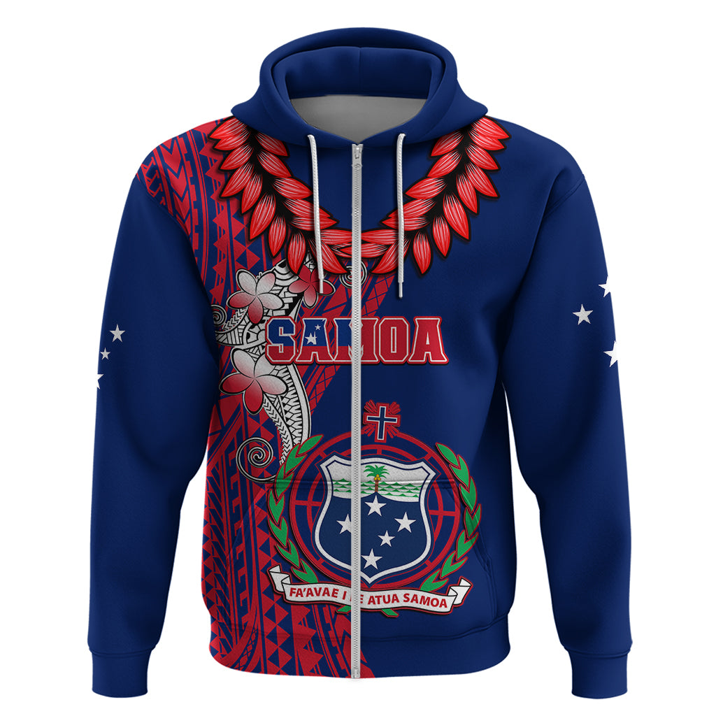Polynesian Pride Samoa Hoodie Ula Fala Mix Samoan Tribal Blue Version LT14 - Polynesian Pride