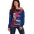 Polynesian Pride Samoa Off Shoulder Sweater Ula Fala Mix Samoan Tribal Blue Version LT14 Women Blue - Polynesian Pride