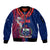 Personalised Samoa Sleeve Zip Bomber Jacket Ula Fala Mix Samoan Tribal Blue Version LT14 Unisex Blue - Polynesian Pride