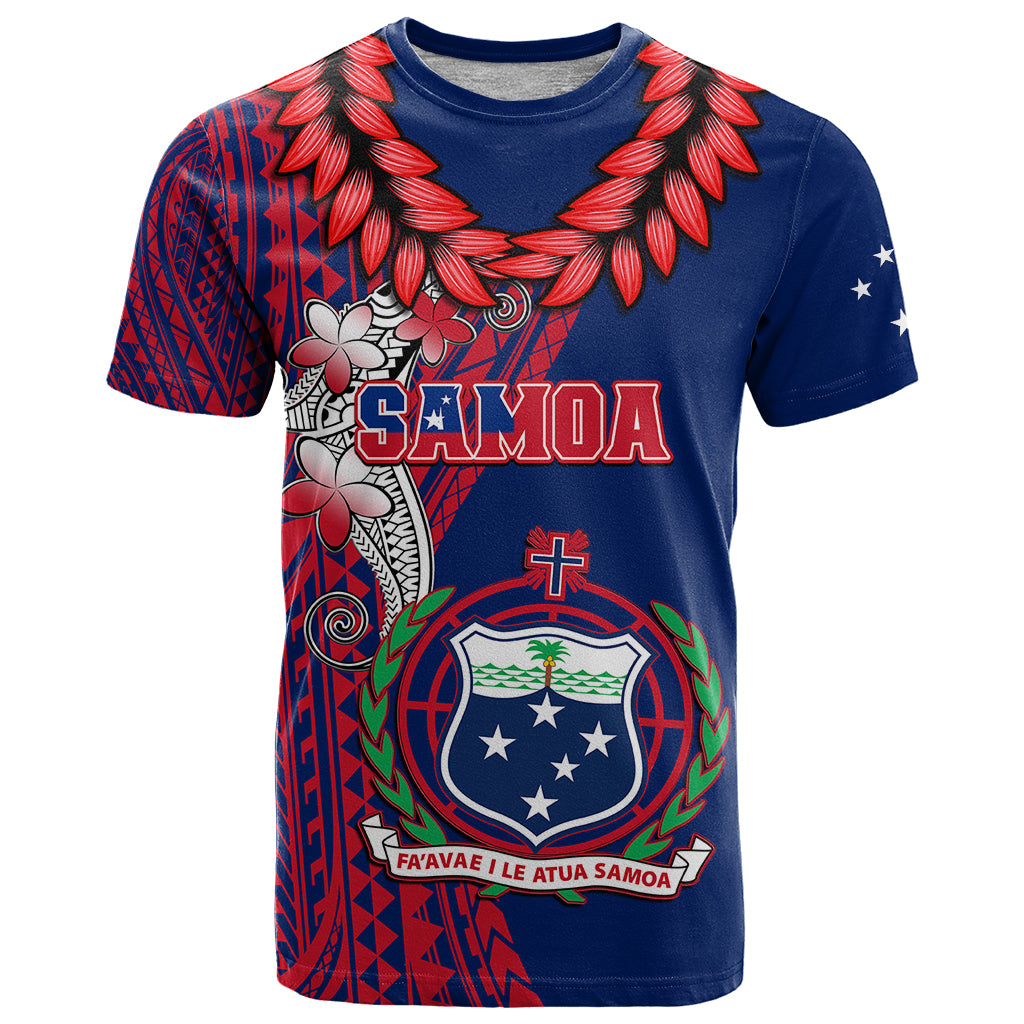 Custom Samoa T Shirt Ula Fala Mix Samoan Tribal Blue Version LT14 Blue - Polynesian Pride