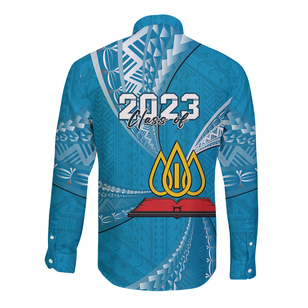 Personalised Tonga Lavengamalie College Long Sleeve Button Shirt Class Of Year Tongan Ngatu Pattern LT14 - Polynesian Pride