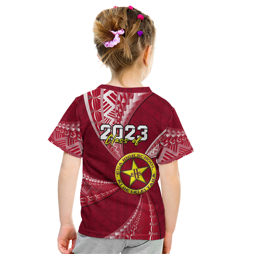 Personalised Tonga Eua High School Kid T Shirt Class Of Year Tongan Ngatu Pattern LT14 - Polynesian Pride