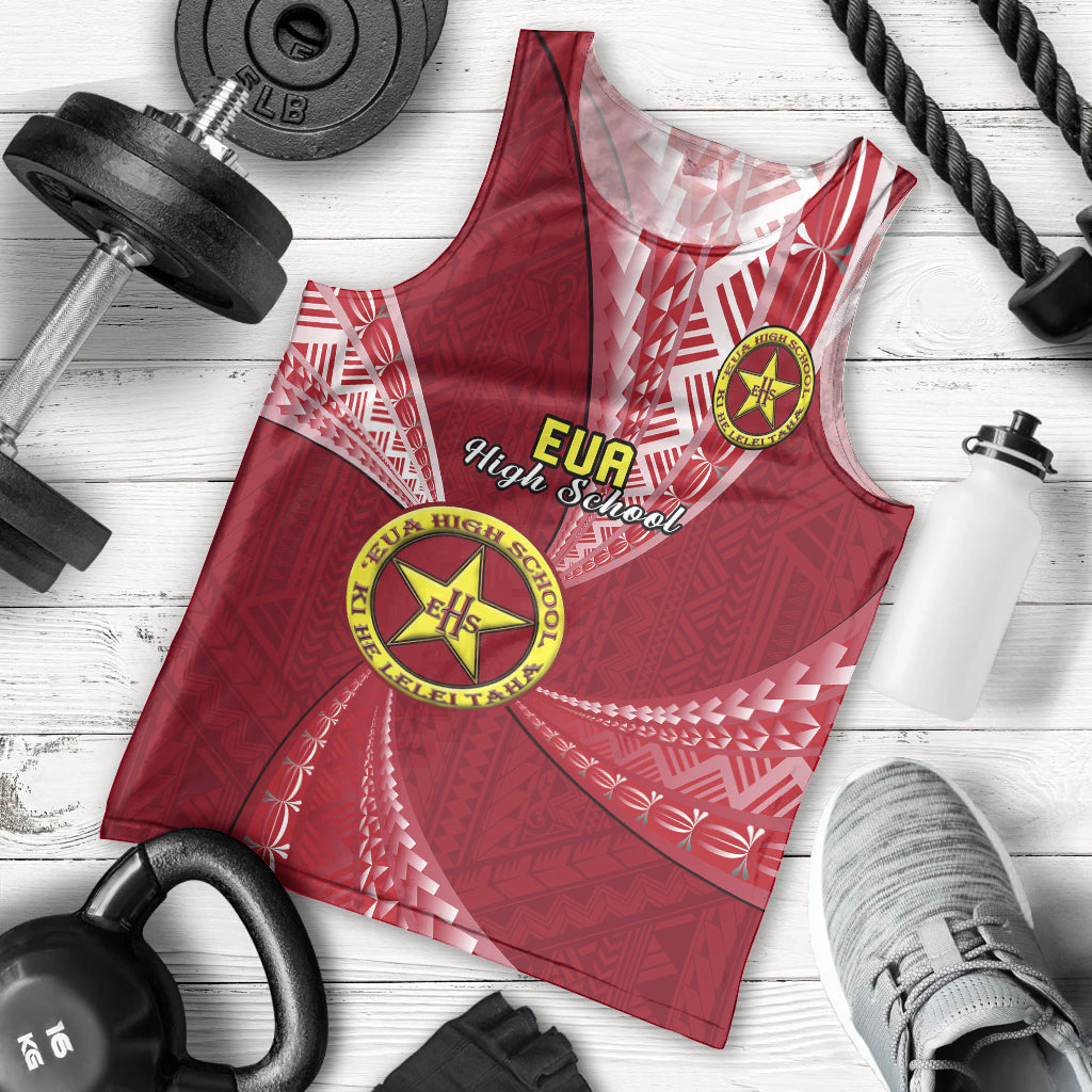 Personalised Tonga Eua High School Men Tank Top Class Of Year Tongan Ngatu Pattern LT14 Maroon - Polynesian Pride