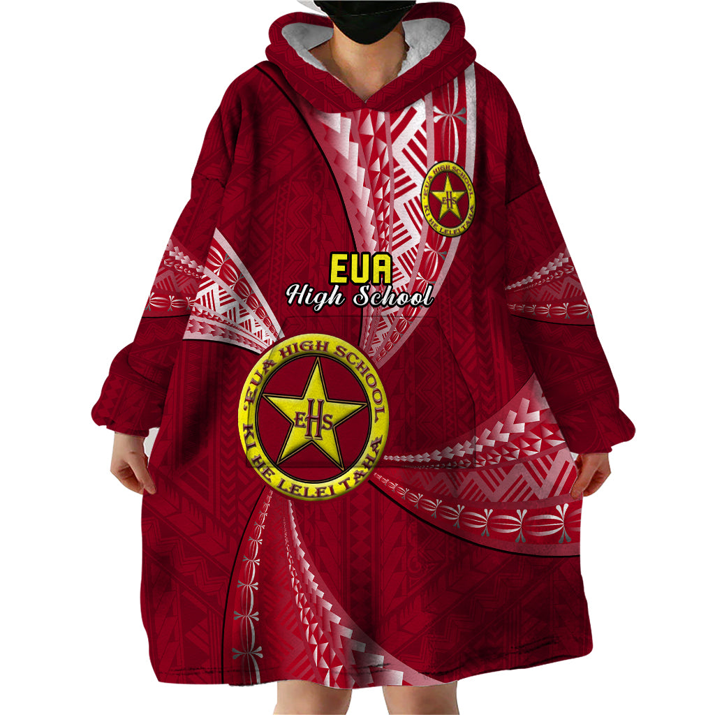 Personalised Tonga Eua High School Wearable Blanket Hoodie Class Of Year Tongan Ngatu Pattern LT14 - Polynesian Pride