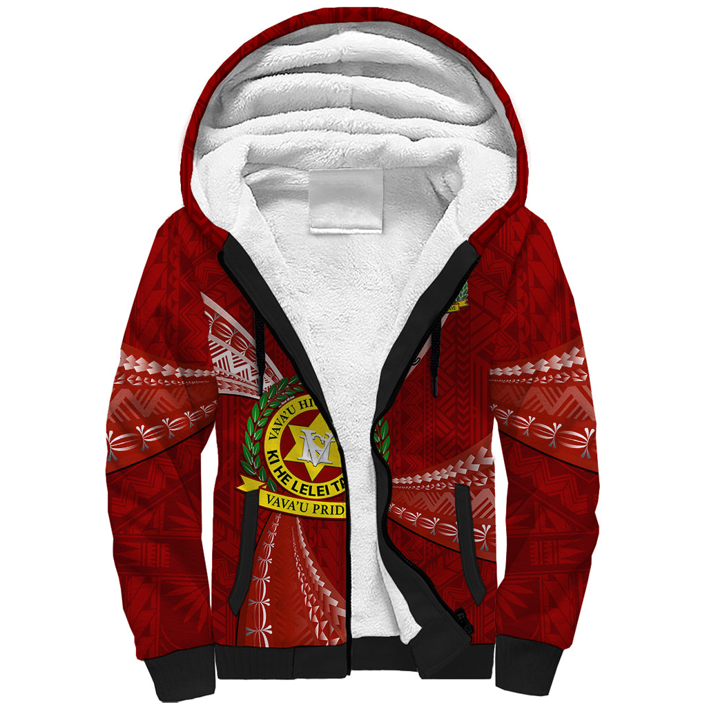 Personalised Tonga Vavau High School Sherpa Hoodie Tongan Ngatu Pattern LT14 Unisex Maroon - Polynesian Pride