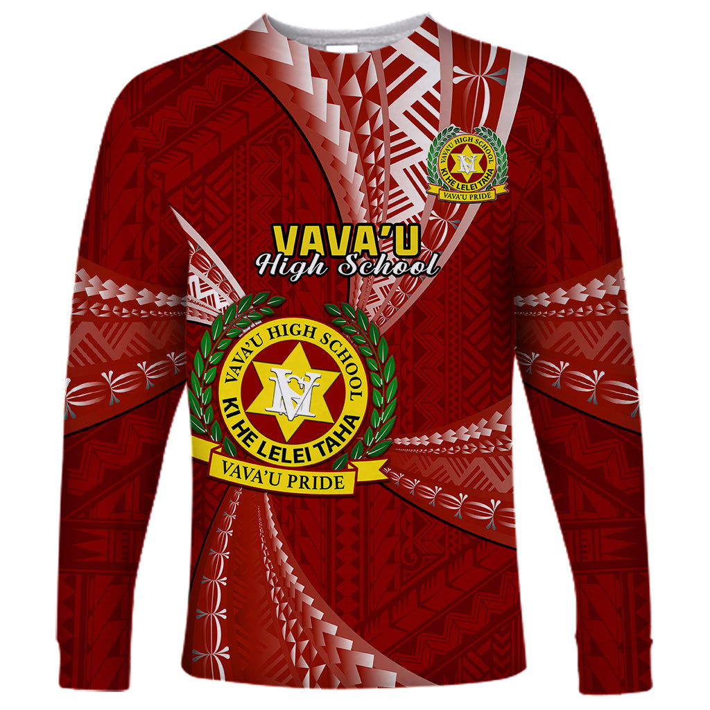 Personalised Tonga Vavau High School Long Sleeve Shirt Class Of Year Tongan Ngatu Pattern LT14 Unisex Maroon - Polynesian Pride