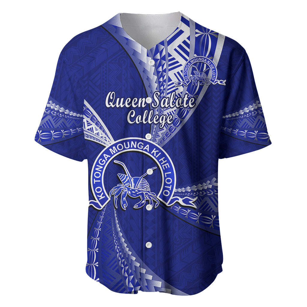 Personalised Tonga Queen Salote College Baseball Jersey Class Of Year Tongan Ngatu Pattern LT14 Blue - Polynesian Pride