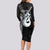 Personalised New Zealand Long Sleeve Bodycon Dress Aotearoa Silver Fern With Manaia Maori Unique Black LT14 - Polynesian Pride