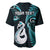 Personalised New Zealand Baseball Jersey Aotearoa Silver Fern With Manaia Maori Unique Turquoise LT14 - Polynesian Pride