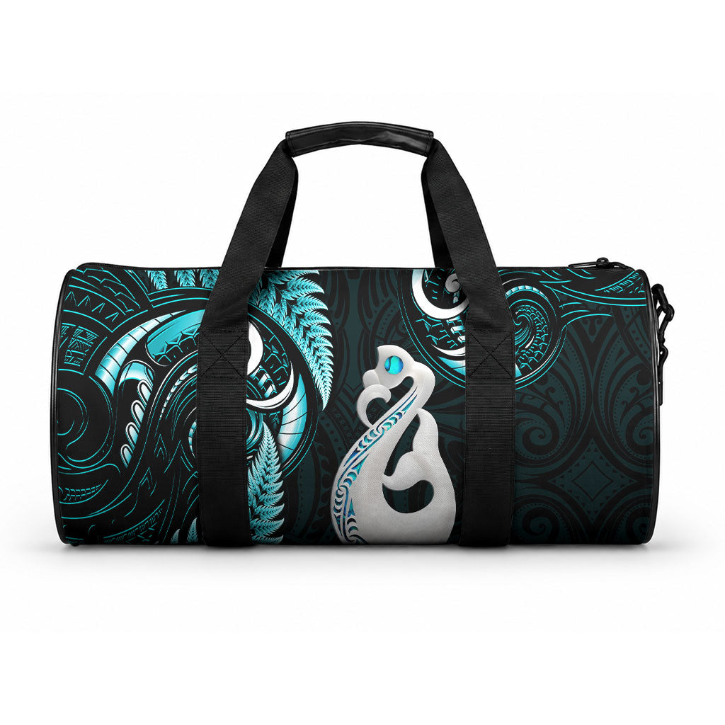 New Zealand Duffle Bag Aotearoa Silver Fern With Manaia Maori Unique Turquoise LT14 One size Turquoise - Polynesian Pride