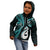 Personalised New Zealand Kid Hoodie Aotearoa Silver Fern With Manaia Maori Unique Turquoise LT14 - Polynesian Pride