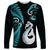 Personalised New Zealand Long Sleeve Shirt Aotearoa Silver Fern With Manaia Maori Unique Turquoise LT14 Unisex Turquoise - Polynesian Pride