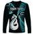 Personalised New Zealand Long Sleeve Shirt Aotearoa Silver Fern With Manaia Maori Unique Turquoise LT14 - Polynesian Pride