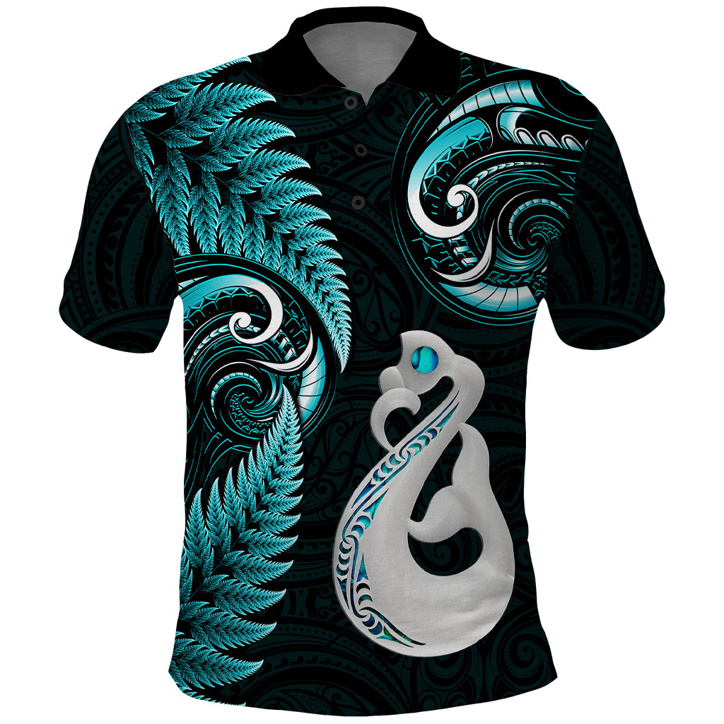 Custom New Zealand Polo Shirt Aotearoa Silver Fern With Manaia Maori Unique Turquoise LT14 Turquoise - Polynesian Pride