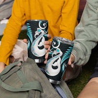 New Zealand Tumbler Cup Aotearoa Silver Fern With Manaia Maori Unique Turquoise LT14 - Polynesian Pride