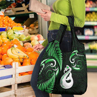 Green New Zealand Grocery Bag Aotearoa Silver Fern With Manaia Maori