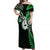 Personalised New Zealand Off Shoulder Maxi Dress Aotearoa Silver Fern With Manaia Maori Unique Green LT14 Women Green - Polynesian Pride