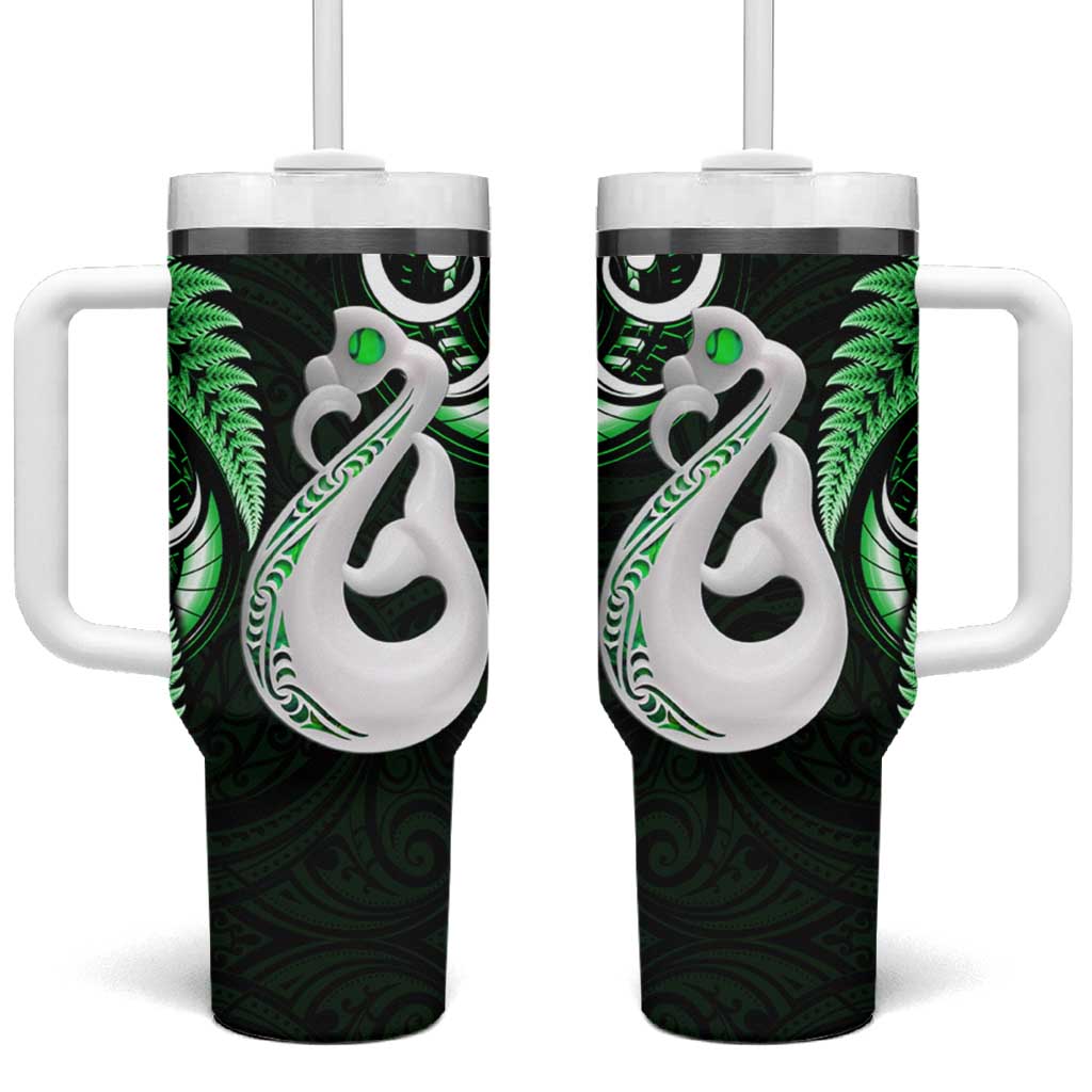 New Zealand Tumbler With Handle Aotearoa Silver Fern With Manaia Maori Unique Green