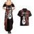 Personalised New Zealand Couples Summer Maxi Dress and Hawaiian Shirt Aotearoa Silver Fern With Manaia Maori Unique Red LT14 - Polynesian Pride