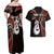 Personalised New Zealand Couples Off Shoulder Maxi Dress and Hawaiian Shirt Aotearoa Silver Fern With Manaia Maori Unique Red LT14 - Polynesian Pride