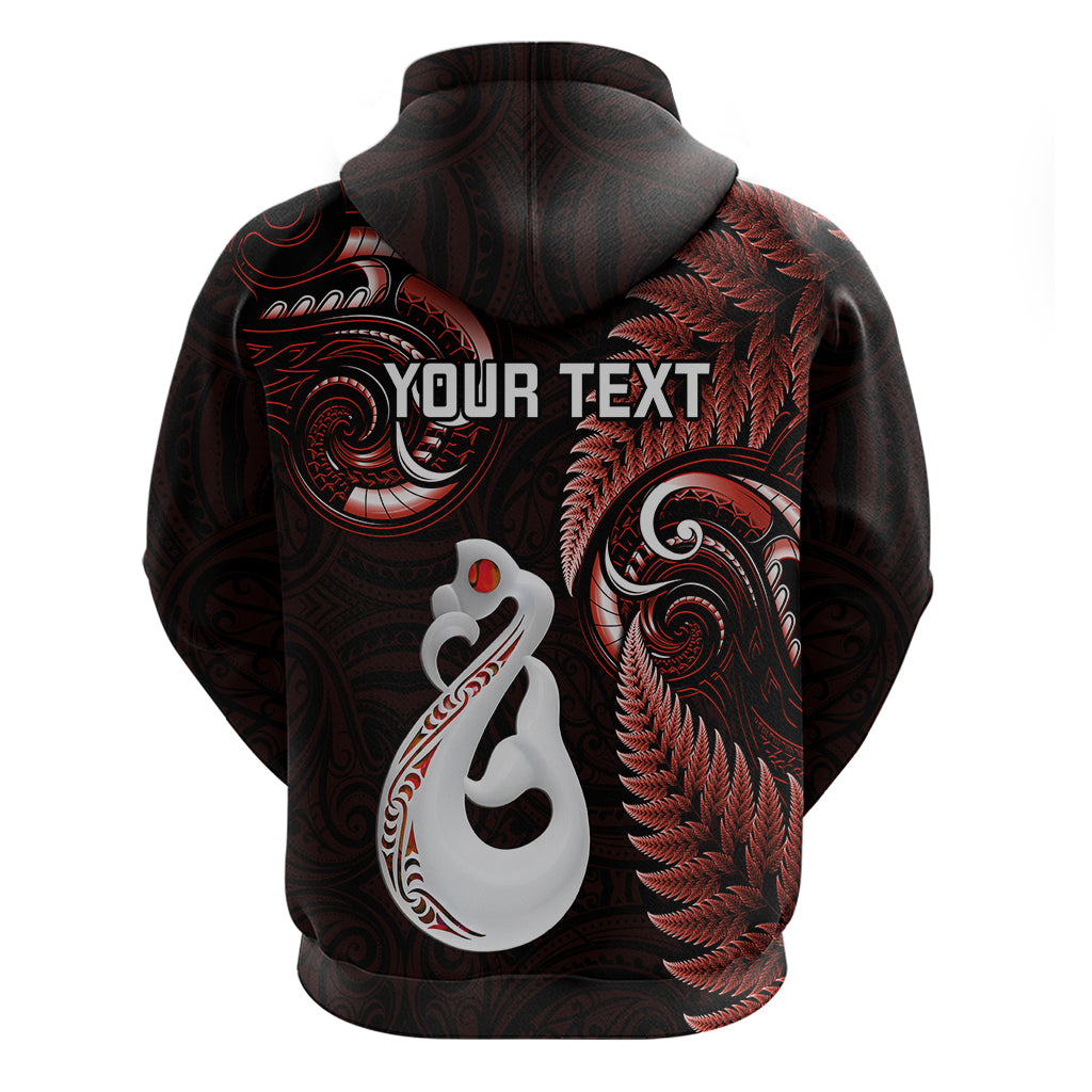 Custom New Zealand Hoodie Aotearoa Silver Fern With Manaia Maori Unique Red LT14 - Polynesian Pride