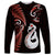 Personalised New Zealand Long Sleeve Shirt Aotearoa Silver Fern With Manaia Maori Unique Red LT14 Unisex Red - Polynesian Pride