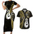 Personalised New Zealand Couples Short Sleeve Bodycon Dress and Hawaiian Shirt Aotearoa Silver Fern With Manaia Maori Unique Gold LT14 Gold - Polynesian Pride