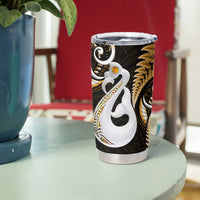 New Zealand Tumbler Cup Aotearoa Silver Fern With Manaia Maori Unique Gold LT14 - Polynesian Pride