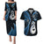 Personalised New Zealand Couples Puletasi Dress and Hawaiian Shirt Aotearoa Silver Fern With Manaia Maori Unique Blue LT14 Blue - Polynesian Pride