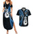 Personalised New Zealand Couples Summer Maxi Dress and Hawaiian Shirt Aotearoa Silver Fern With Manaia Maori Unique Blue LT14 Blue - Polynesian Pride